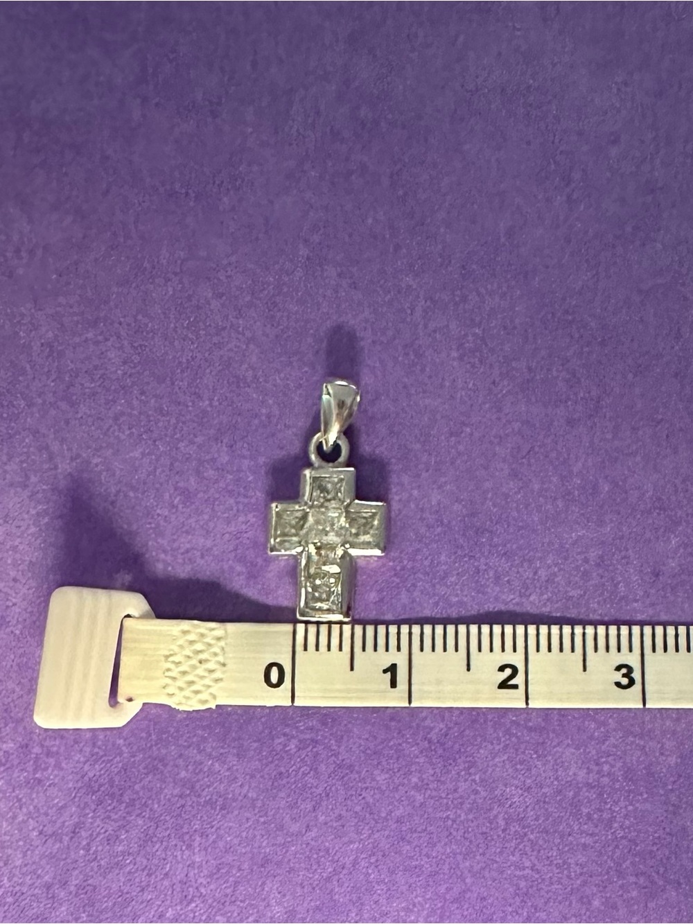Sterling Silver Cross Pendant with Clear Stones - (pendant only) no chain - Picture 8 of 8